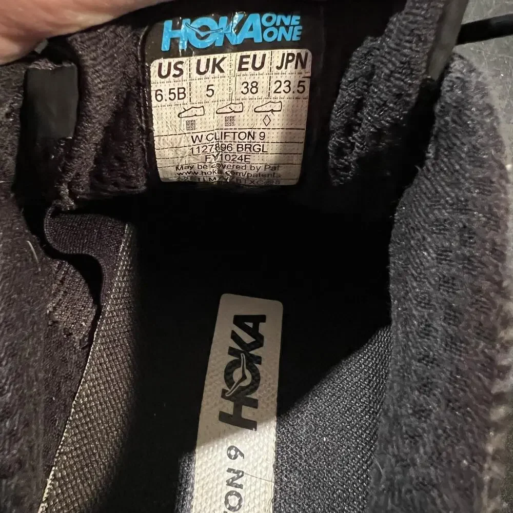 Hoka One One Clifton 9 Womens 6.5 Black Rose Gold Running Cushioned Sneakers